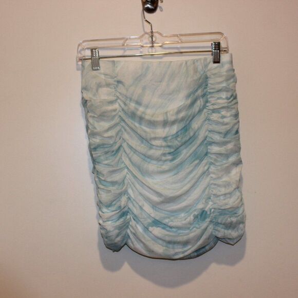 New Elodie Blue Cloud Printed Ruffle Mini Skirt Women's Size L - Picture 5 of 8